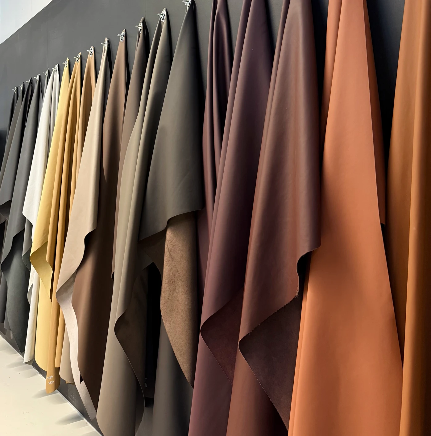 Mercedes-Benz MANUFAKTUR leather swatches displaying various colors and textures for bespoke interior customization